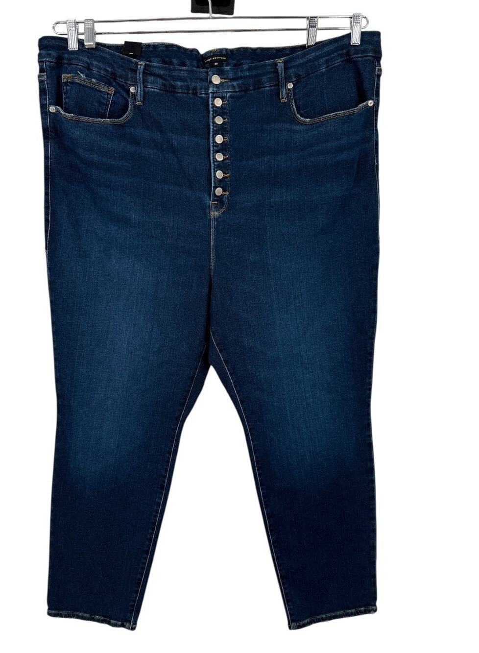 Good American Good Waist Skinny Waist Cinching Jeans dark blue size 30